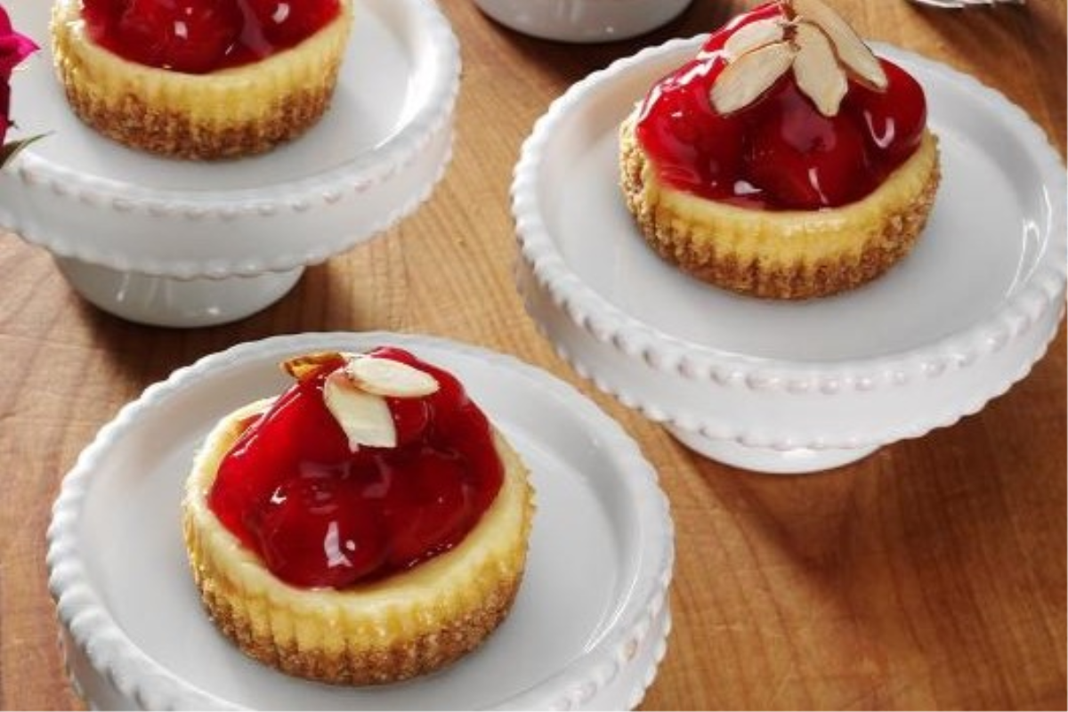 Cherry Almond Mini Cheesecakes